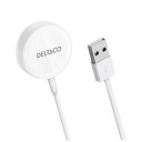 Deltaco 1m USB-A ladeledning for Apple Watch, Hvit