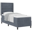  Box Spring Seng med Madrass Mørk Grå 80x200 cm Fløyel