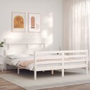 vidaXL Sengeramme med hodegavl hvit 160x200 cm heltre