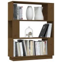 vidaXL Bokhylle/romdeler honningbrun 80x25x101 cm heltre