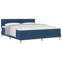  Box Spring Seng med Madrass Blå 180x200 cm Stoff