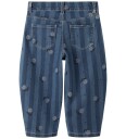 Name It Jeans - NmfBella Barrel - Medium+ Blue Denim/Blomster - Name It - 3 år (98) - Jeans - Blå