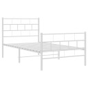 vidaXL Sengeramme i metall med hode- og fotgavl hvit 90x200 cm 8721012189201