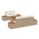 vidaXL Hagesofa Set 6 stk. Beige Poly rattan