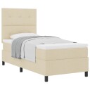  Box Spring Seng med Madrass Krem 100x200 cm Stoff