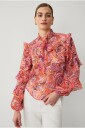 Ellos Collection Mønstret bluse i chiffon Orange