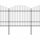 Hagegjerde med spydtopp stål (1,5-1,75)x10,2 m svart