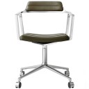 Vipp 452 Svingstol med Hjul Polert Aluminium / Grønt Skinn