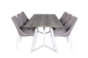 Venture Design Marina & Leone spisegruppe Grå/hvit 6 st stoler & bord 180 x 90 cm