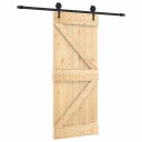 vidaXL Skyvedør Naturlig og svart 85 x 210 cm Massiv Furu Tre
