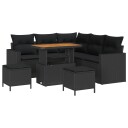 vidaXL Hagesofa Set 9 stk. 6 Antall seter Svart polyrotting