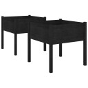 vidaXL Plantekasser 2 stk svart 70x70x70 heltre furu