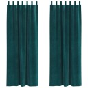  Gardiner med gardiner 2 pcs Mørkegrønn 140 x 260 cm Fløyel