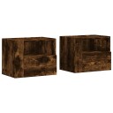  Veggmonterte nattbord 2 stk røkt eik 45x30x35 cm 848320