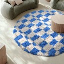 Rundt teppe   Atrani Natural Cotton Shaggy blå Størrelse: Ø 160 cm