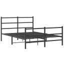 vidaXL Sengeramme i metall med hode- og fotgavl svart 135x190 cm 8721012302792