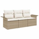  3-delt hagesofa-sett med puter Beige polyrotting
