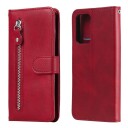 INCOVER Samsung Galaxy A52 (4G / 5G) PU Skinndeksel m. Glidlåslomme - Rød