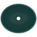 vidaXL Luksuriøs servant ovalformet matt mørkegrønn 40x33 cm keramisk