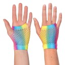 Boland Party Partners 80-talls UV Fingerløse nettinghansker korte Regnbue Neon One size 02988