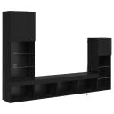  TV Vegg Enheter Veggmontert 4 pcs Svart Eik Konstruert tre
