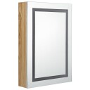 vidaXL LED-speilskap til bad hvit og eik 50x13x70 cm