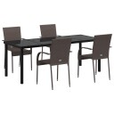  5 Delers Hage Spisegruppe Brun Poly Rattan