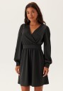 Bubbleroom Wrap Satin Dress Black S