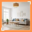Taklampe med 2 lyspærer – papirledning og bronsefinish