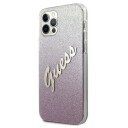 Guess Guhcp12mpcuglspi Iphone 12/12 Pro 6,1" Różowy/Pink Hardcase Glitter Gradient Script