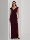 Lauren Ralph Lauren Jersey Off-The-Shoulder Gown - Burgundy - 44