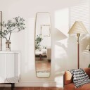 Veggspeil med gullfarget metallramme – 160 x 40 cm