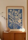Cobalt Blue Floral Block Print Plakat Plakat / 40x50cm