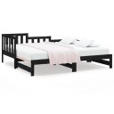 vidaXL Uttrekkbar dagseng svart 2x(90x190) cm heltre furu