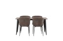 Venture Home Tempe Matgruppe 140 cm Rektangulær med 4 Modesto stoler Mørk grå