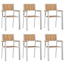 Stable hage stoler 6 stk 54.5x56x87 cm Massivt teak