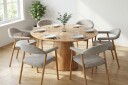Siena spisegruppe rund 150 cm eik med 4 Ronja spisestoler   Sand/eik