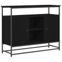  Sideboard Svart Eik 100x35x80 cm Konstruert Tre og Stål