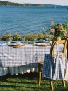 Duk med frynser 140x300 cm Blue Checks