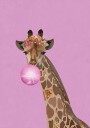 Giraffe pink bubblegum Poster Plakat / 70x100cm