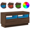 vidaXL TV-benk med LED-lys brun eik 80x35x40 cm