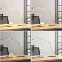 Lucande LED-skrivebordslampe Nicano i aluminium med dimmer