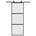 vidaXL Skyvedør med monteringssett svart 76x205 cm herdet glass