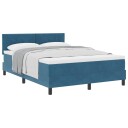  Box Spring Seng med Madrass Mørk Blå 140x200 cm Fløyel