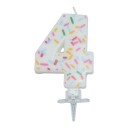Bursdagslys med dryss 7 cm - Tallet 4