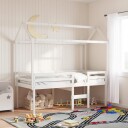  Høyseng med tak hvit 90x190 cm heltre furu 8721102670374