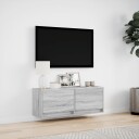  Vegghengt TV-benk med LED grå sonoma 100x31x35 cm 852367