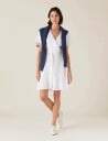 Lexington Clothing Belted Linen V Neck Dress   White   M