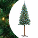  Slim juletre med 300 LED grønn 210 cm PVC og Massivt Furu tre