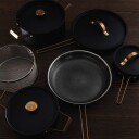 Vargen & Thor   Arvet XL grytesett 6 deler svart/messing